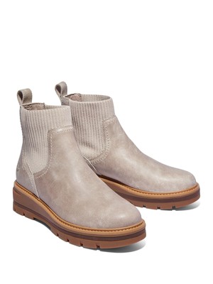 

Серые кожаные ботильоны на танкетке TIMBERLAND Cervinia Valley  в рубчик, Серый, TB0A2KDDK51