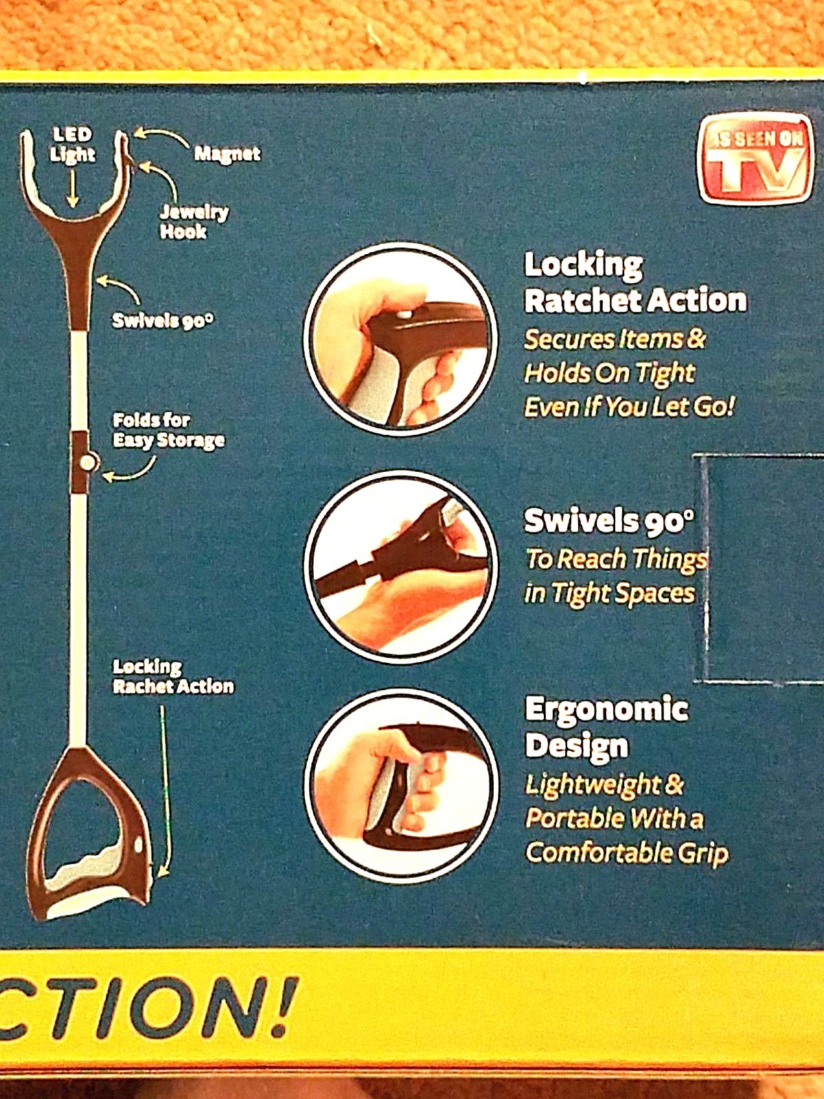 Grab It Reaching Tool Ratcheting LED Light Heavy Duty Excellent Quality