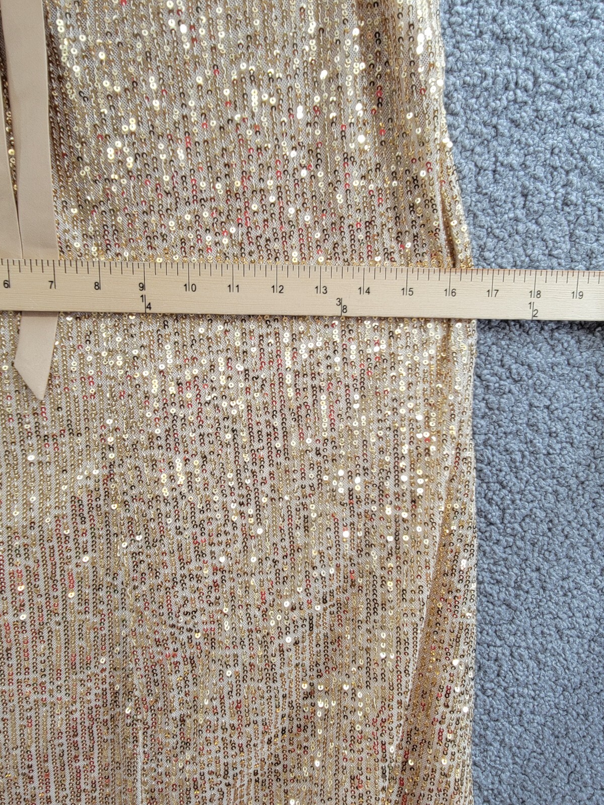 kensie Sequined-Mesh Sleeveless Shift Dress Women's 2 Gold Back Neck Tie Closure - Picture 6 of 15