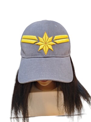 Disney Marvel CAPTAIN MARVEL Embroidered Snapback Adjustable Gray Hat Cap EUC