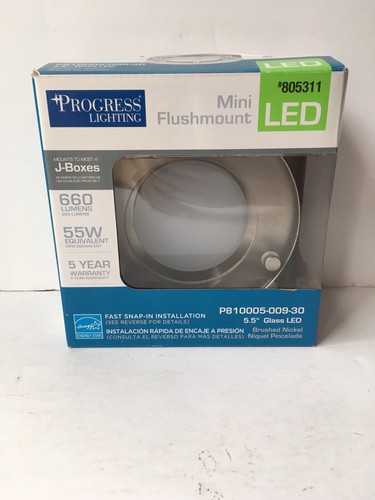 Progress Lighting 5.26-in Brushed Nickel Transitional LED Flush Mount Light