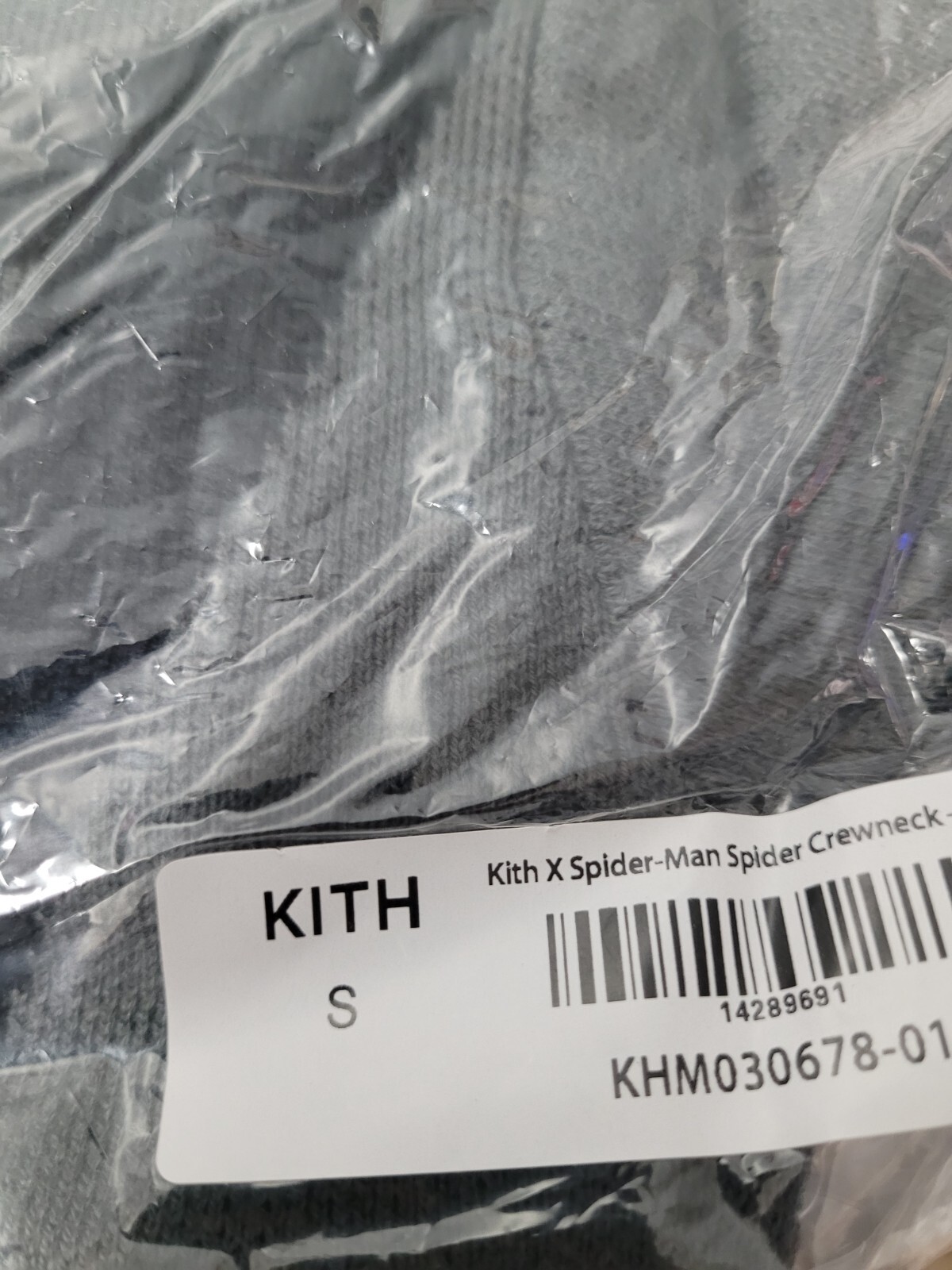 Pre-owned Kith X Spider-man "spider" Crewneck Sweater Size S In Gray