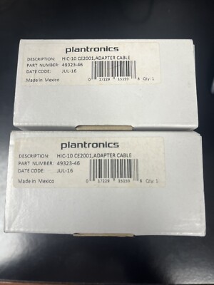 LOT OF 2 - Plantronics HIC-10 IP Phone Adapter Cable For Avaya 49323-46