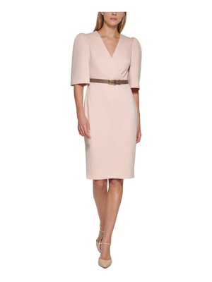 

CALVIN KLEIN Женское розовое платье-карандаш с юбкой и V-образным вырезом на подкладке с рукавами до локтя, Розовый