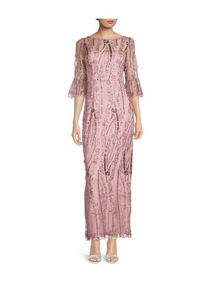 

ADRIANNA PAPELL Женское платье макси фиолетового цвета с объемными рукавами-колокольчиками и рукавами 3/4, Фиолетовый