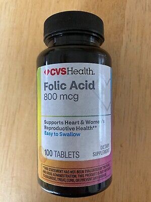 CVS Health Folic Acid 800mcg Supports Heart & Women s Health 100 Tablets