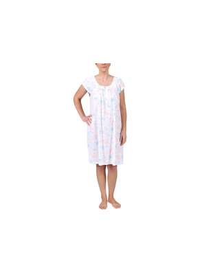 

MISS ELAINE Intimates Белая вязаная ночная рубашка с цветочным принтом, Белый