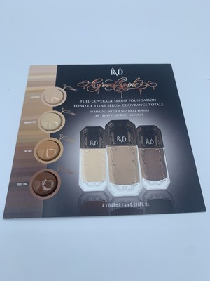 KVD Full Coverage Serum Foundation 4 Shade Sample Card Light-Deep