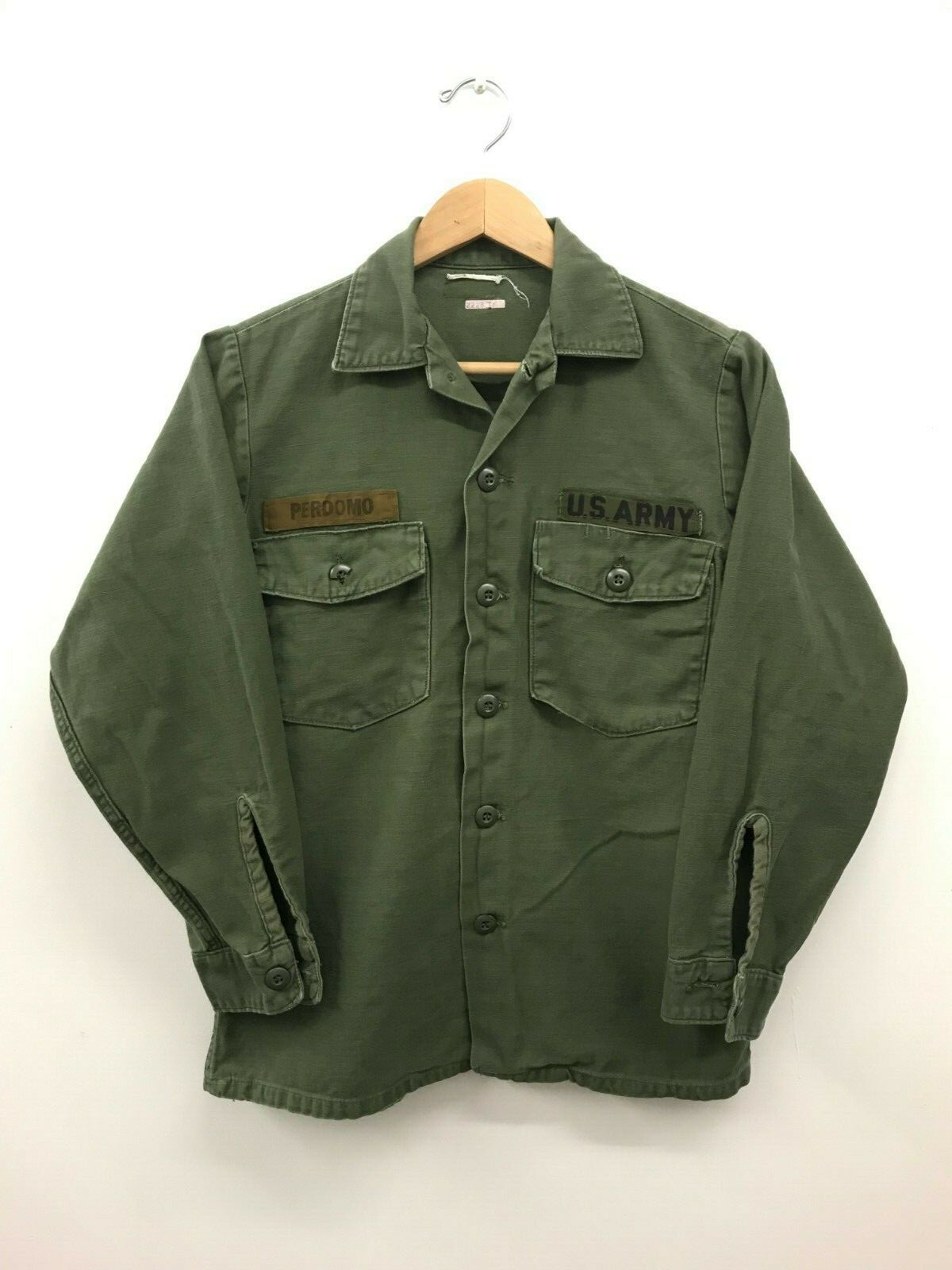 70s US Army OG107 32×33 US Army OG-107 Fatigue Shirt, Dated 1973, Size 15 1/2 x 33