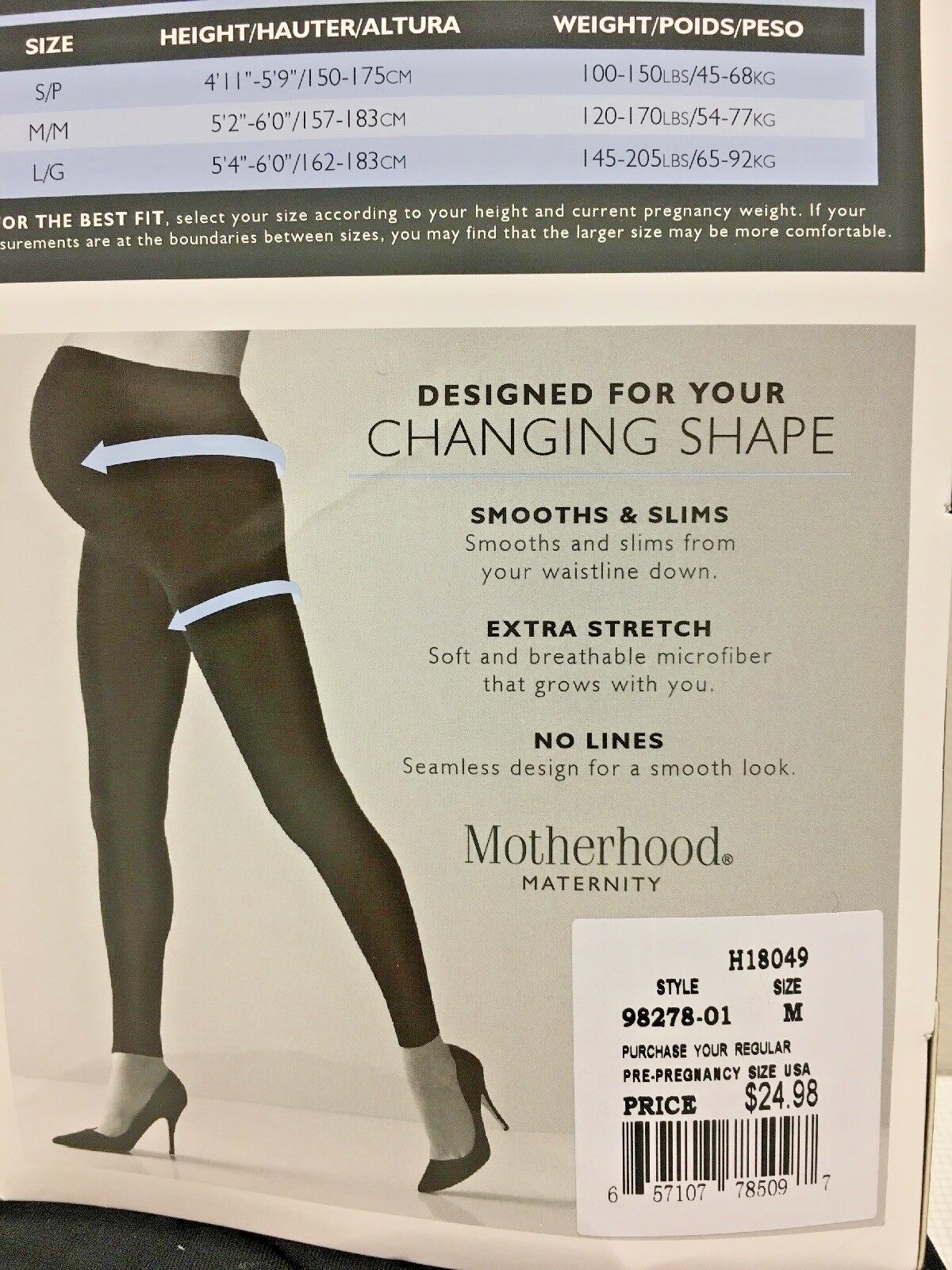 MOTHERHOOD MATERNITY, Seamless Leggings, Black, Medium, Full Length, NWT