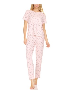 

FLORA Женская розовая эластичная футболка By Flora Nikrooz Прямые брюки Пижама, Розовый