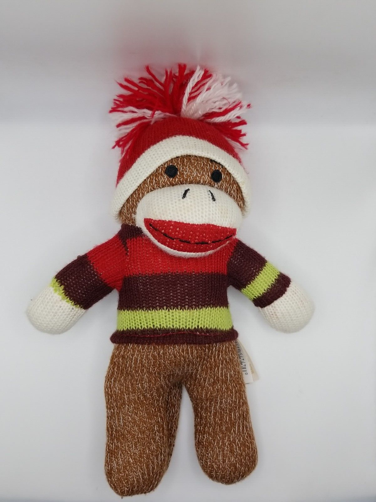 Dan Dee SOCK MONKEY Stuffed Plush Sweater & Pom Pom Hat 10”
