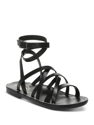 

SAM EDELMAN Женские черные кожаные сандалии Meriai с ремешками и пяткой на пятке, 5 м, Черный, H6949L1