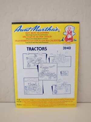 New Aunt Martha Antique & Vintage Tractors Hot Iron Transfer Patterns 3940
