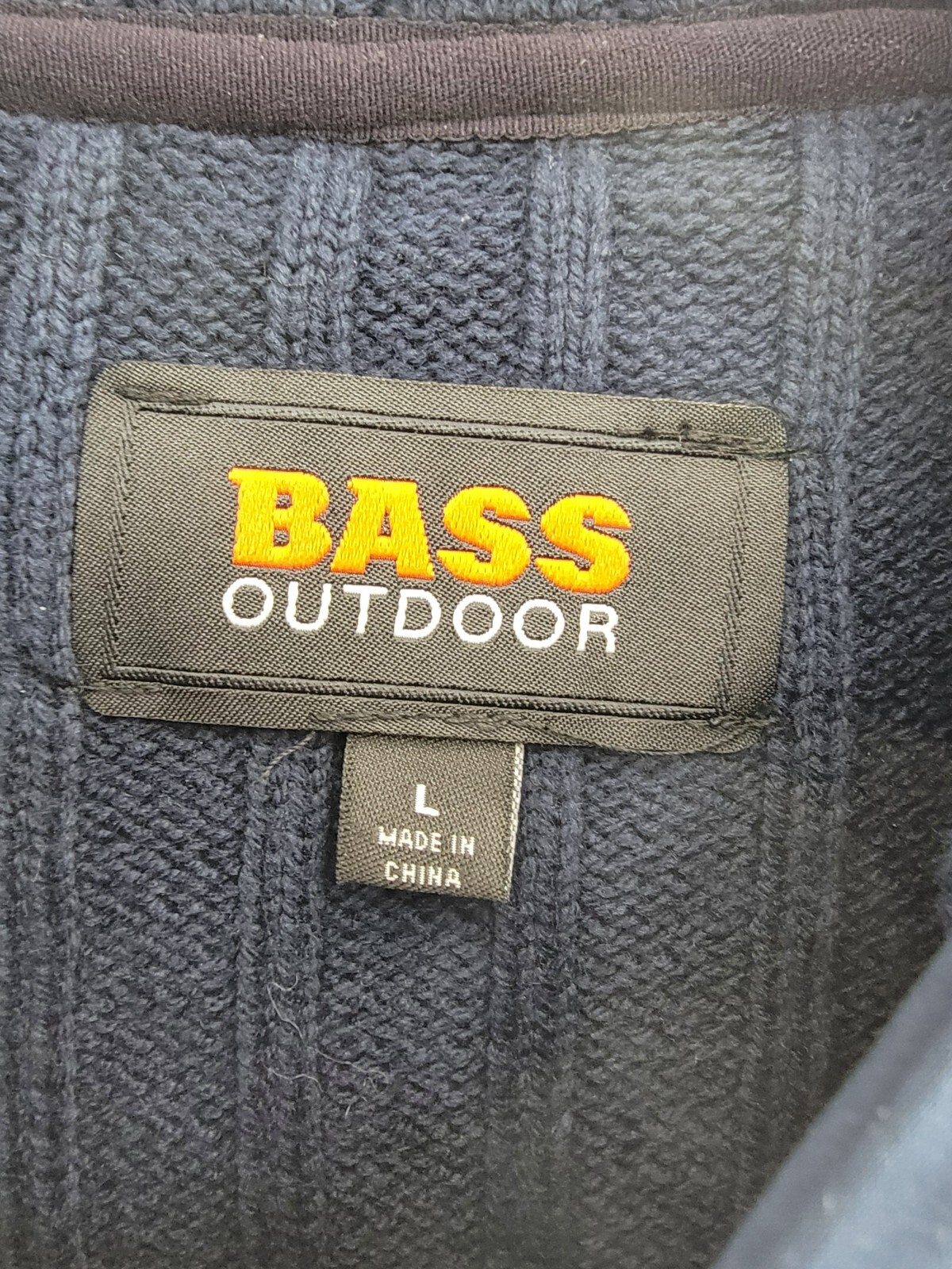 BASS OUTDOOR Mixed Media Zip-Front Hooded Sweater Jacket Men's L Navy Blaze L/S - Picture 10 of 17