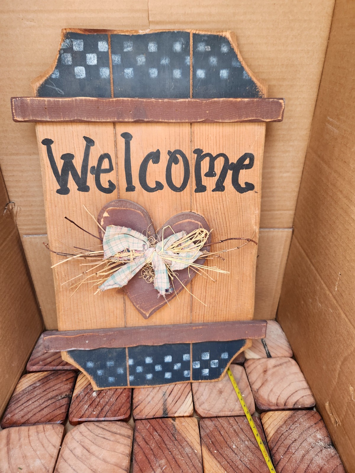 Vintage Wood Hand Painted Welcome Door/Wall Hanging Sign