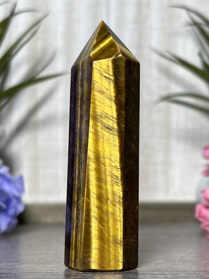 TIGER'S EYE TOWER - Mineral Yellow Brown Tiger Point Charka Crystal Witch Decor