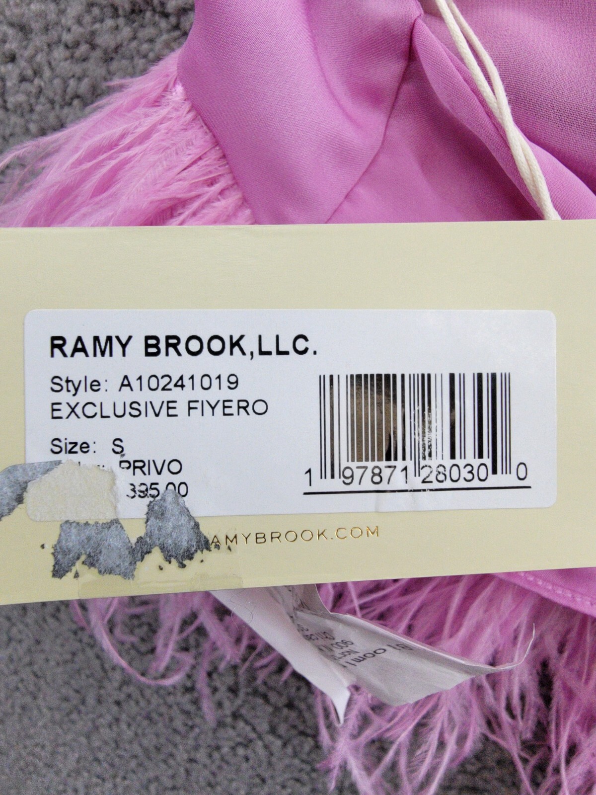 Ramy Brook Faux Feather Trim Halter Top Women's S Pink Rose Tie Hook & Eye Back - Picture 15 of 15