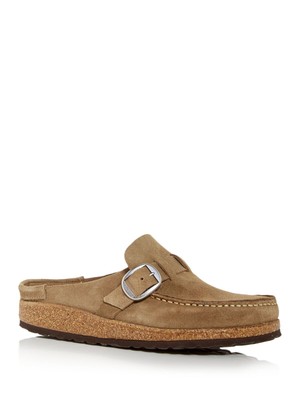 

BIRKENSTOCK Женские коричневые кожаные шлепанцы с круглым носком из пробки с пряжкой, Коричневый, 1017828
