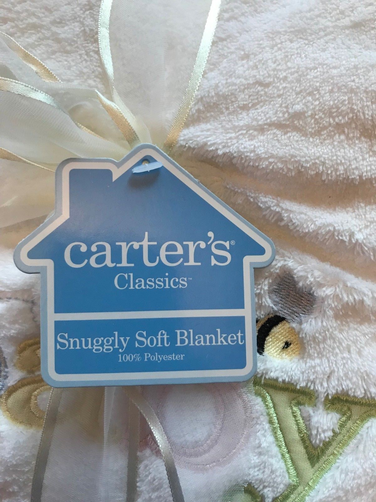 Carter's Snuggly Soft Fuzzy White Baby Blanket