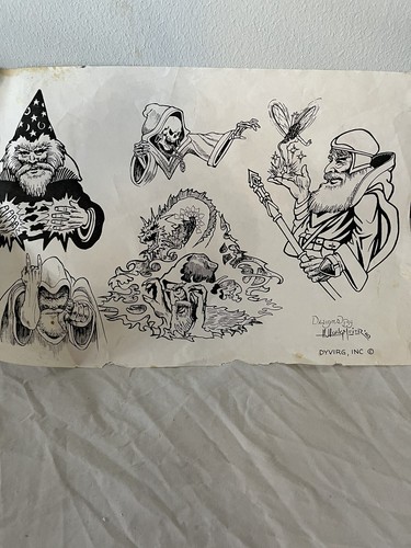 RARE Vintage 1990 TATTOO Flash ART Mid Evil WIZARDS Etc. | eBay