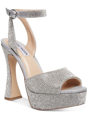 

STEVE MADDEN Женские серебристые 1-1/2 сандалии чака на платформе с круглым носком, расклешенные, 10 м, Серебряный, CHAK02S1