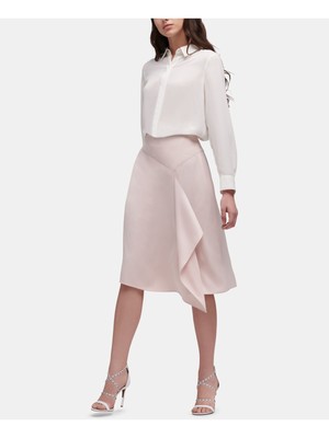 

DKNY Женская розовая юбка-карандаш ниже колена с рюшами на работу, Розовый