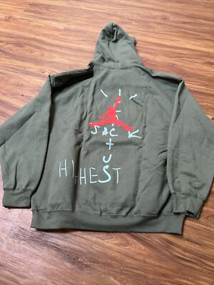 Travis Scott Jordan  Cactus Jack highest hoodie Green. Size XL