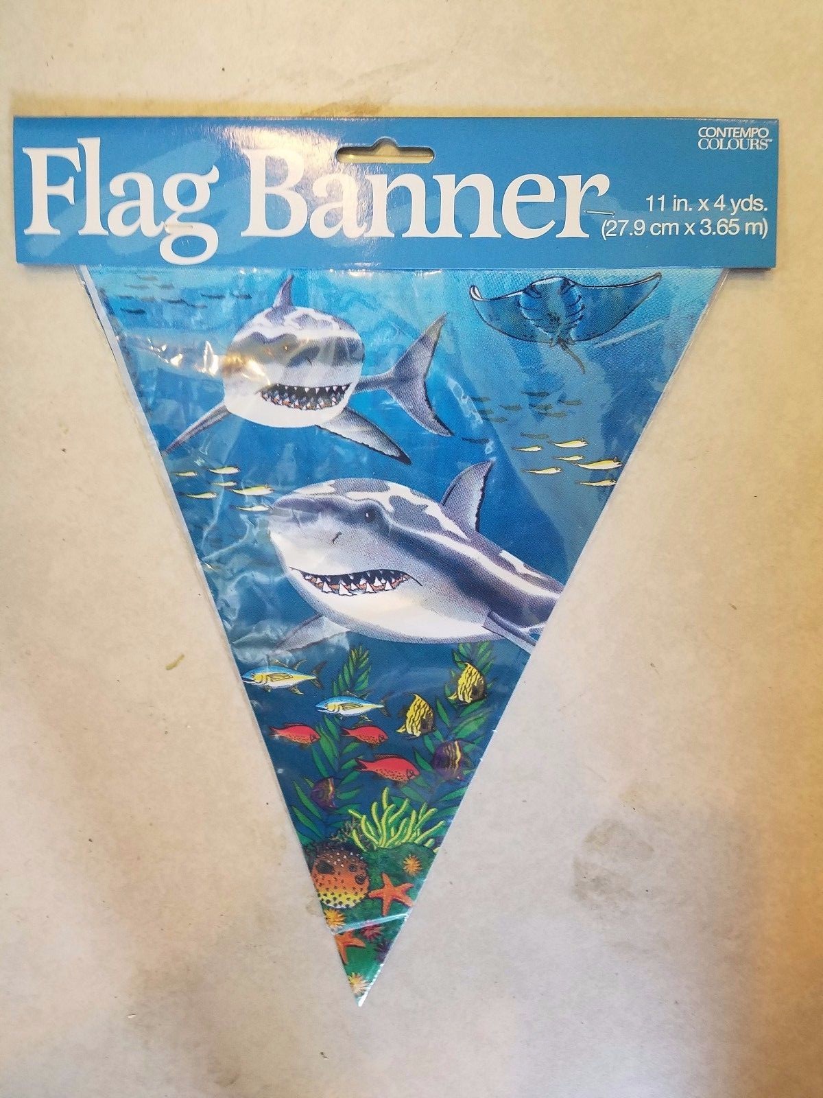 Haifisch-Girlande Für Dekoration – 2 M Lang, Mit 4 Haien & Kreisen, Für Baby-Party, Geburtstag, Strand-Thema