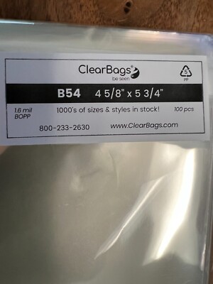 Pack 100 Ultra Clear Resealable Card Sleeves  4 5/8 x 5 3/4 Fits A2 card & envel