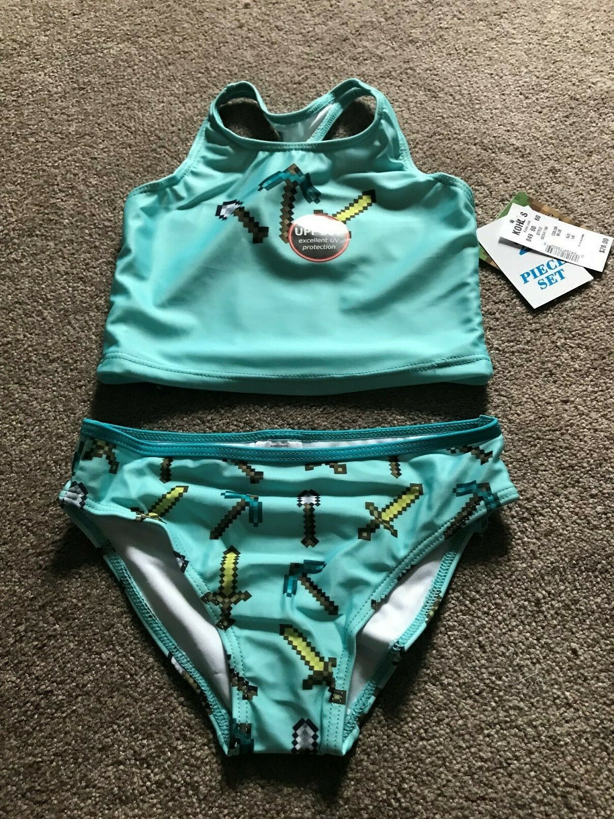 Tankini Swimsuit Girls Size 5//6 Minecraft 2-pc