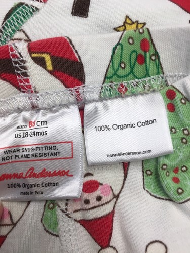 Hanna Andersson Long Johns Size 80 18-24 Christmas Santa Trees Pajamas Holiday