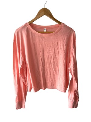 BP Size L Pink Long Sleeve Cropped Boxy Modal Blend Top - New