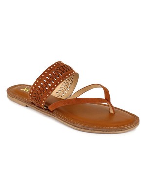 

XOXO Женские коричневые плетеные сандалии Robby Round Toe Slip On Thong, Коричневый, XO211151
