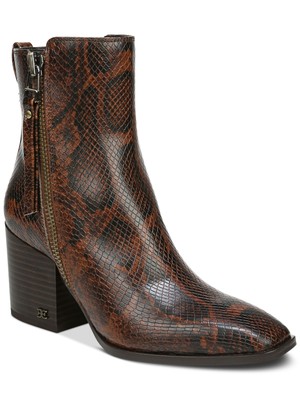

SAM EDELMAN Женские ботильоны Carlysle из коричневой змеиной кожи с квадратным носком и наборным каблуком,  м, Коричневый, H3531L3