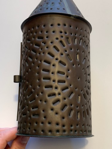 Vintage Punched Copper Candle Lantern