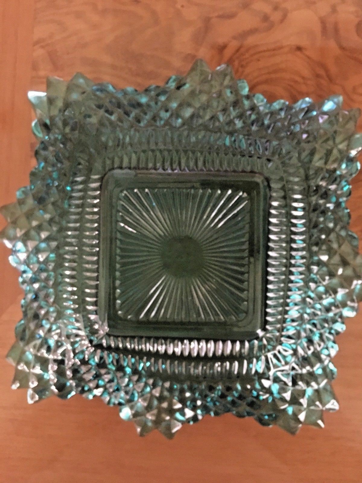 Vintage Blue Colored Glass Square Designed Bowel