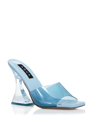 

AQUA Женские голубые босоножки без шнуровки Nora Square Toe Flare Slip On Heel, Light blue, AQ-NORA