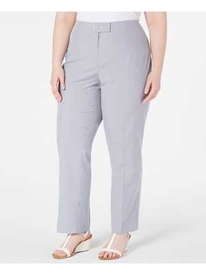 Женские брюки ANNE KLEIN в серую полоску для работы с прямыми штанинами Plus 24W