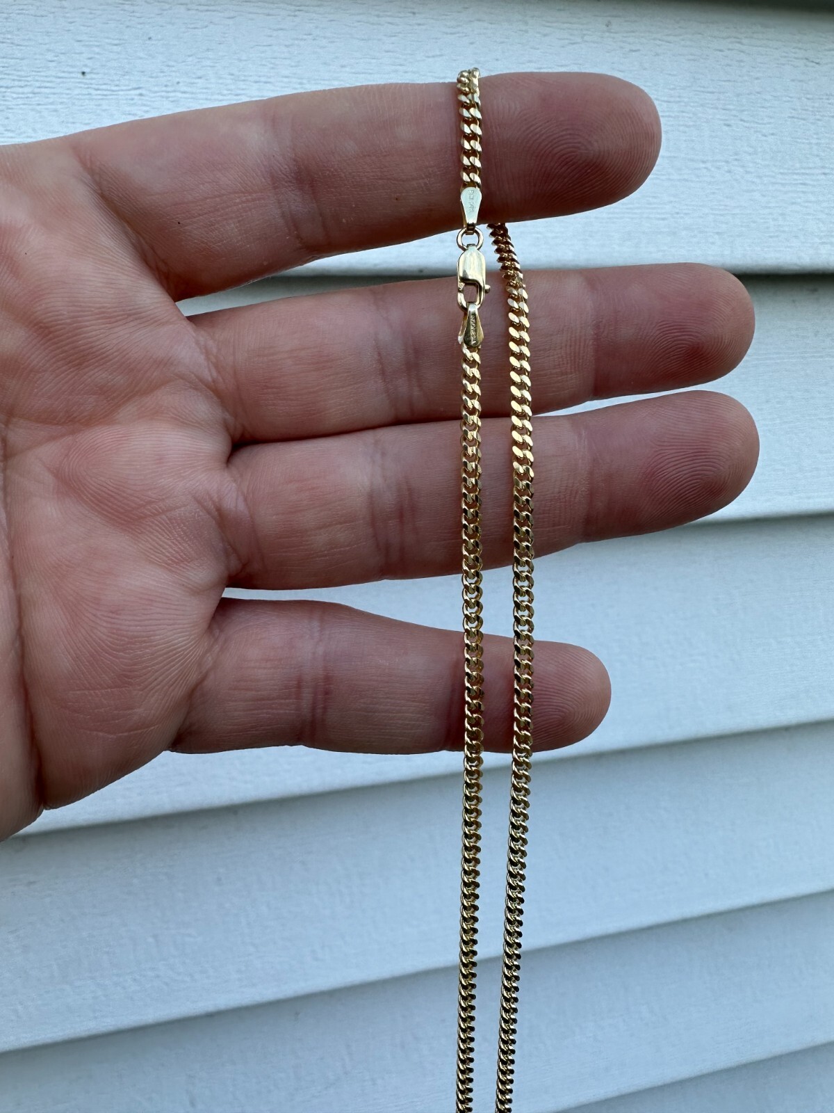 Pre-owned Silver Men's Ladies Solid 14k Yellow Gold Micro 1.5-3mm Miami Cuban Link Chain Necklace