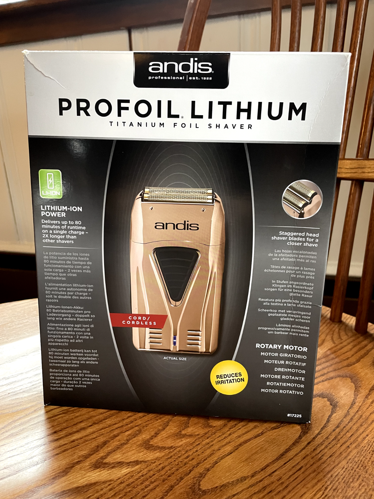 Andis AND17225 Profoil Lithium Titanium Foil Cordless Hypo-allergenic Shaver