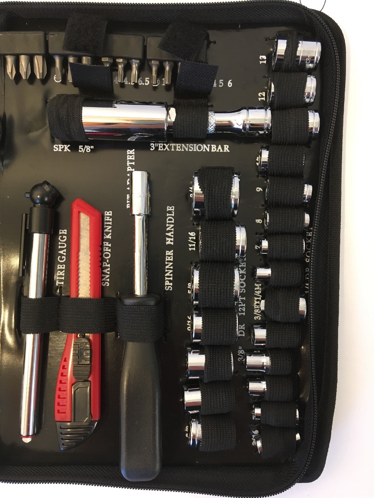 Task Force Wrench And Socket Tool Kit Socket Wrench Bit Tape Zipper Carry Case