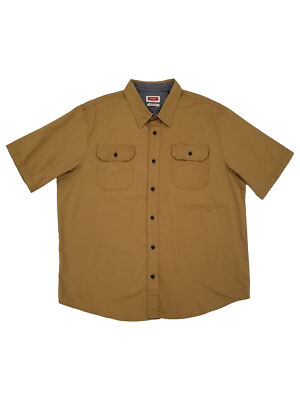 Wrangler Mens Dull Gold Relaxed Fit Comfort Stretch Short Sleeve Woven Shirt
