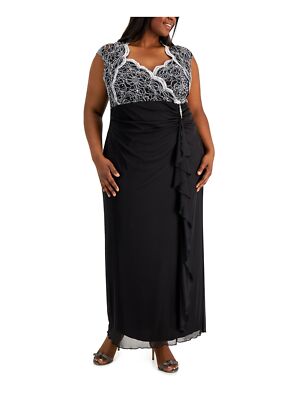CONNECTED APPAREL Womens Black Lined Cutout Back Cap Sleeve Gown Dress Plus 18W
