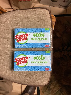 Scotch-Brite ocelo Large Sponge, 7264-T, 7.7 x 4.2 x 1.5'', Blue Made In USA New!
