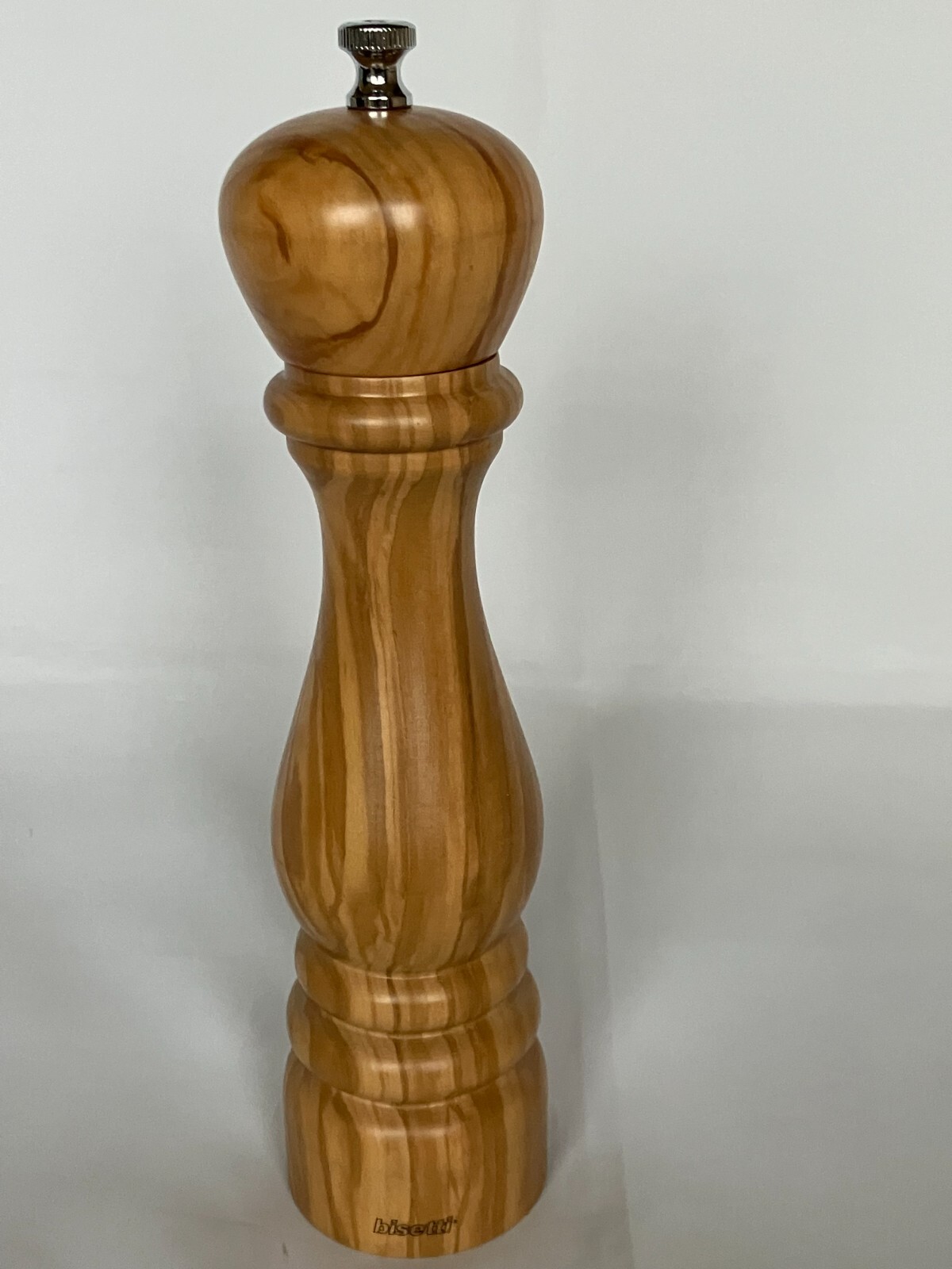 Bisetti Imperia 9.8 Inch Olive Wood Salt Mill With Adjustabl