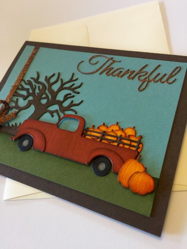 Handmade Fall Card ~ Pumpkin Truck ~ made w/ Stampin Up & other pr