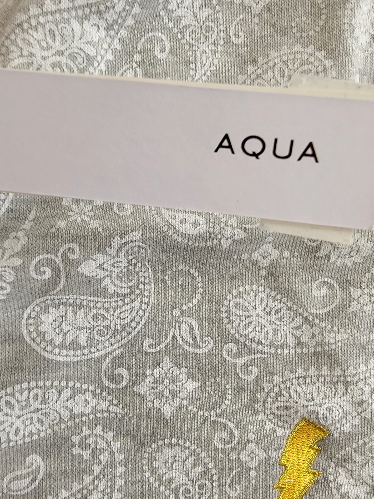 AQUA Camp Bandana Print Lightning Patch Shorts Women's XS Gray Paisley Pull On - Picture 16 of 17