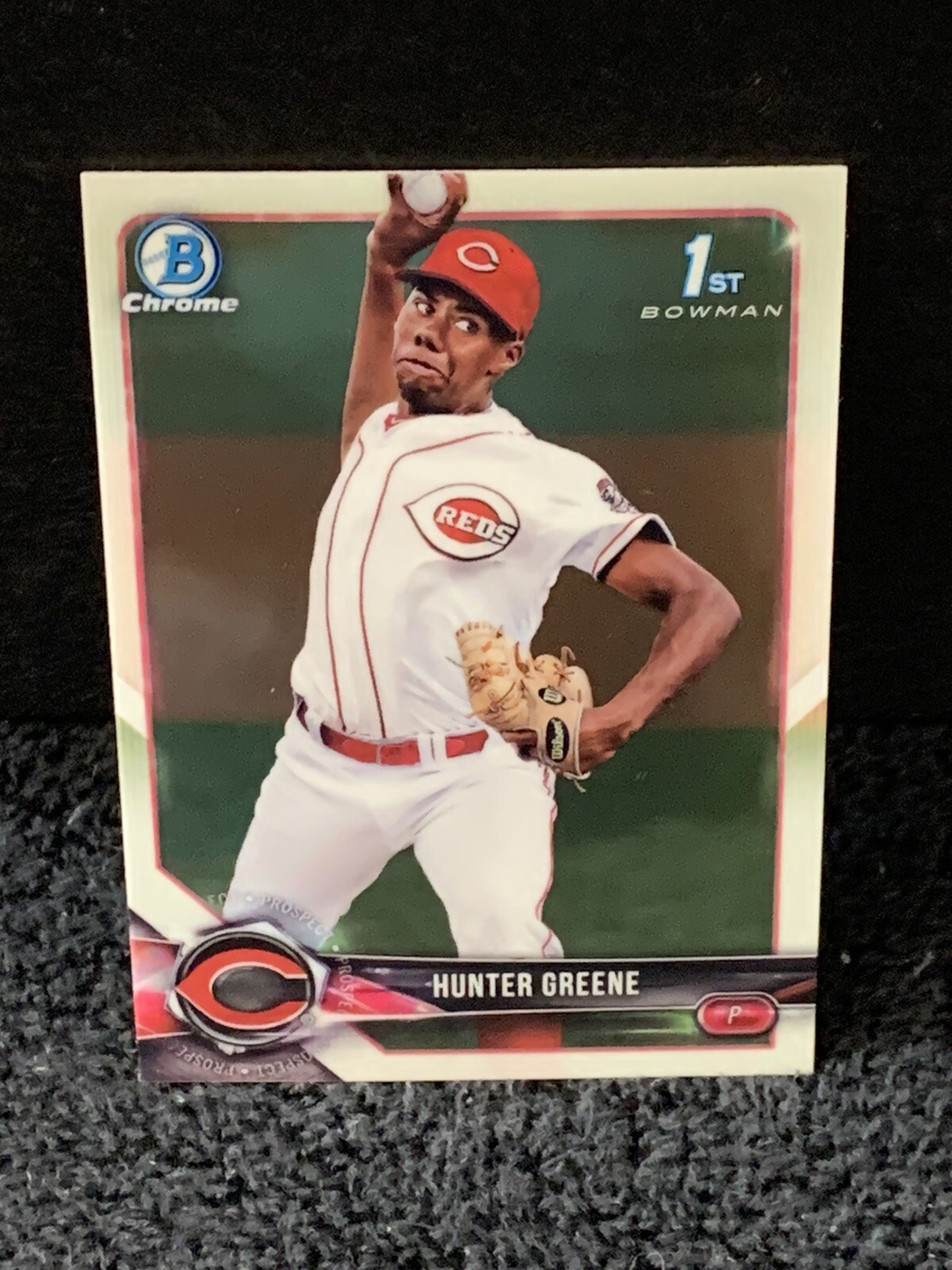 Hunter Greene 2018 Bowman Chrome Prospect Auto Purple Refractor 