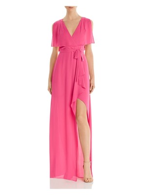 

BCBG MAXAZRIA Женское розовое коктейльное платье с короткими рукавами и поясом в полный рост, Розовый
